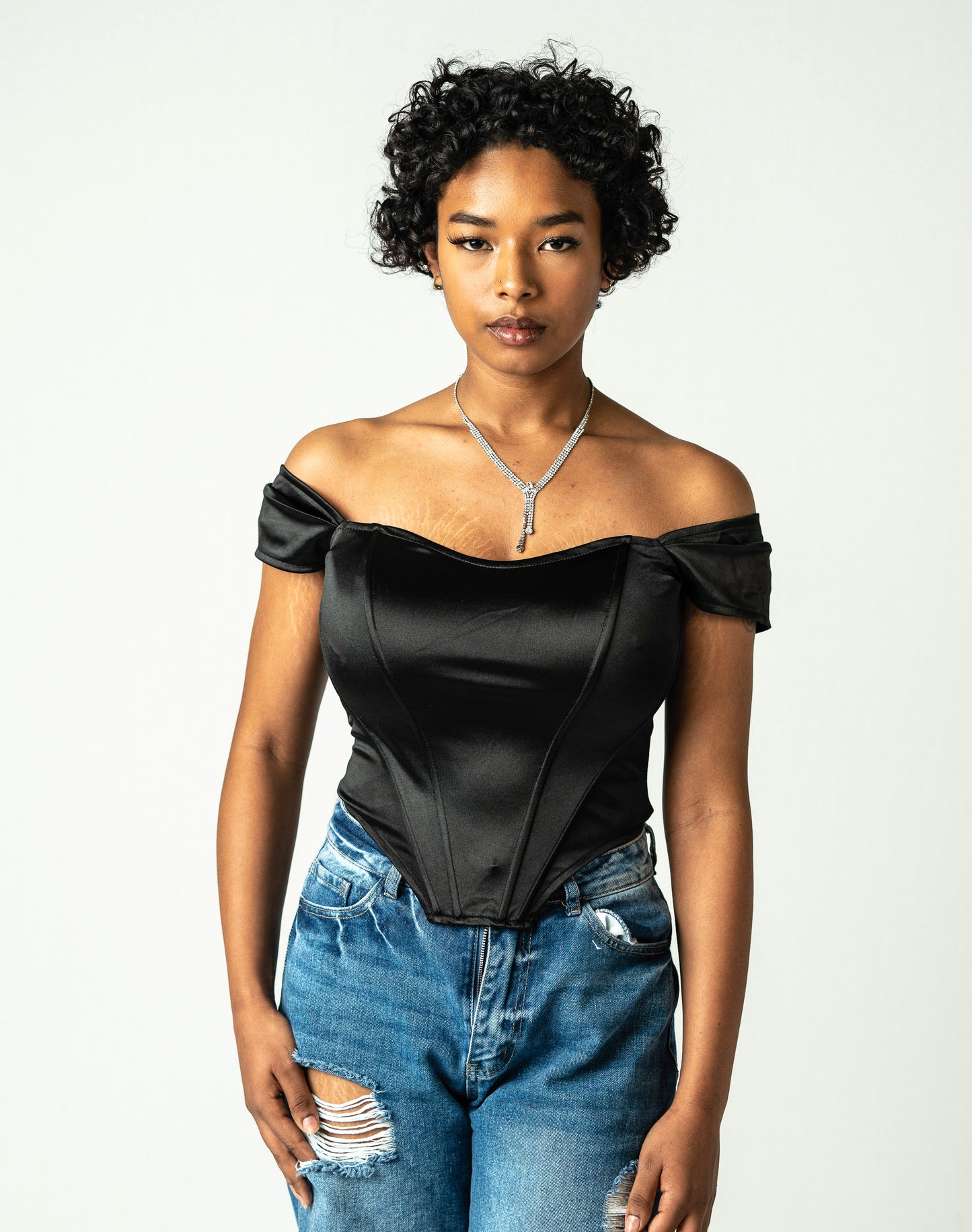 My Heart My Business Off The Shoulder Corset (Black)
